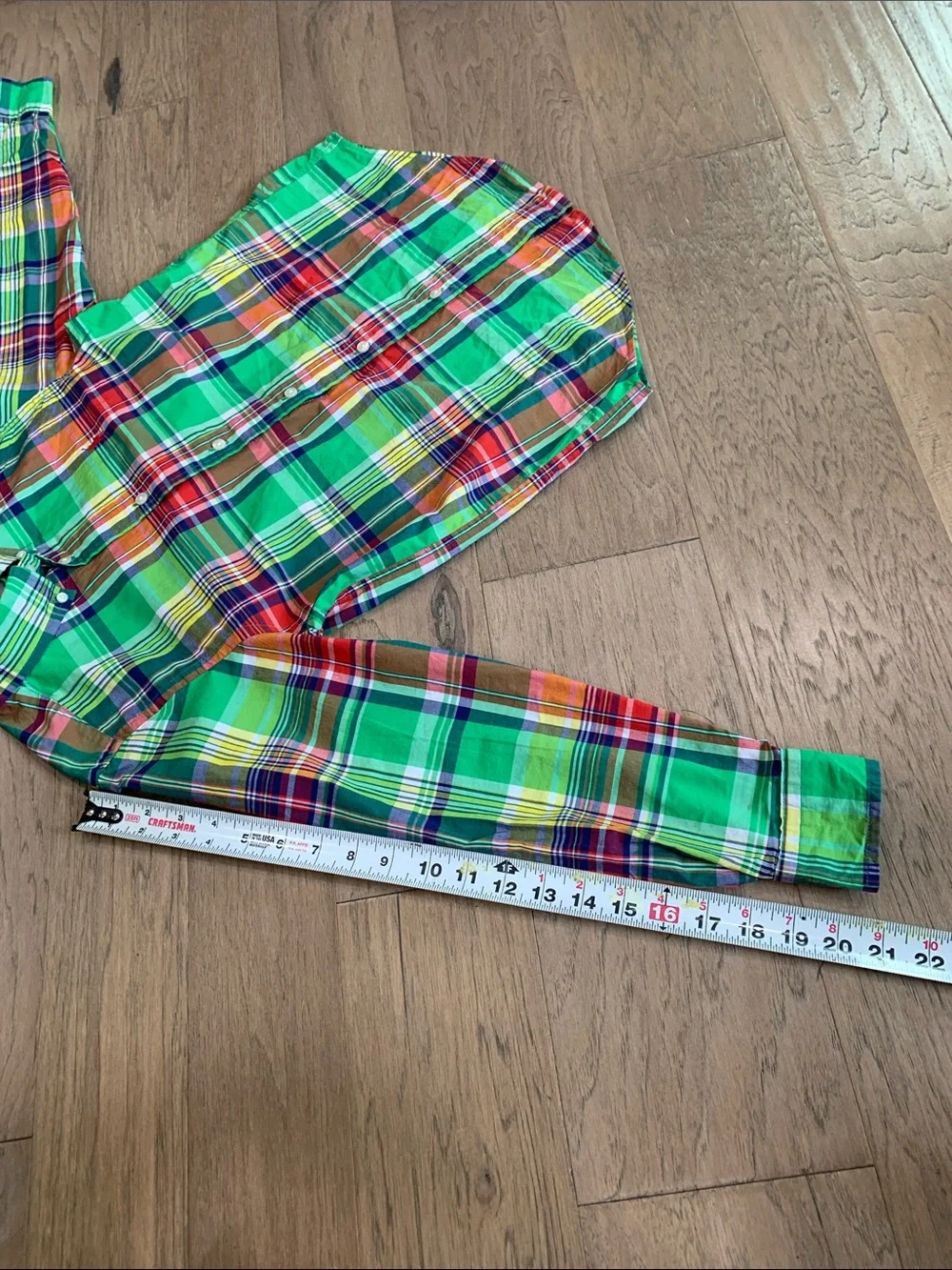 Ralph Lauren Bright Green Multicolor Plaid Button-Down Shirt Size Medium (10-12)